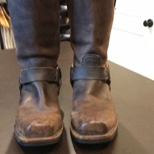 Frye harness boots.  Brown.